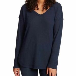 Hue XXL Tunic Top Long Sleeve Dark Navy Stretch V-neck Womens Shirt